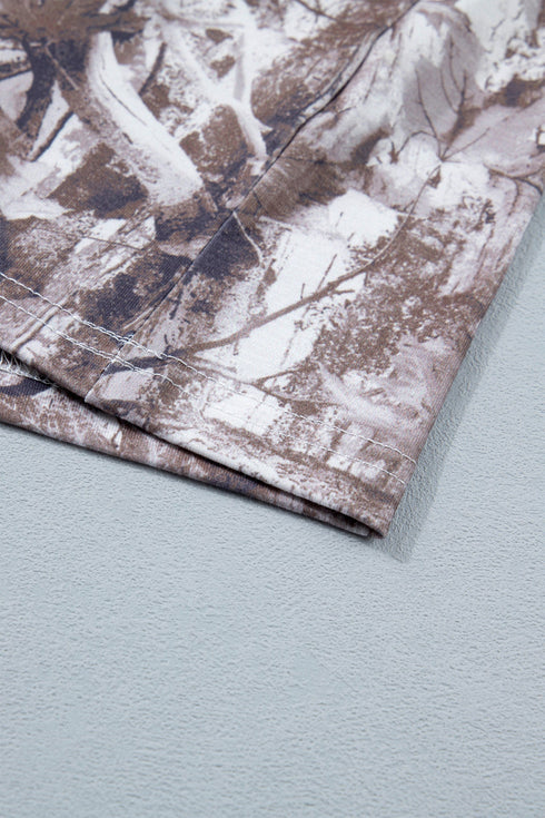 Camouflage Woodland Print Drop Shoulder Western Tunic Tee