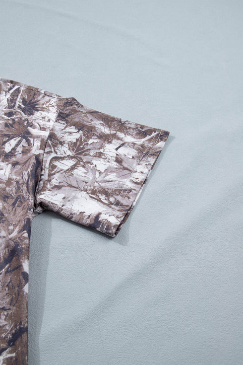 Camouflage Woodland Print Drop Shoulder Western Tunic Tee