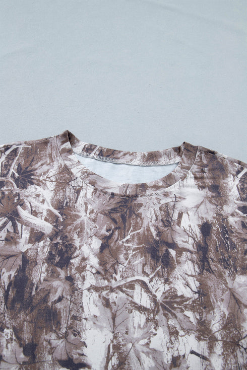 Camouflage Woodland Print Drop Shoulder Western Tunic Tee
