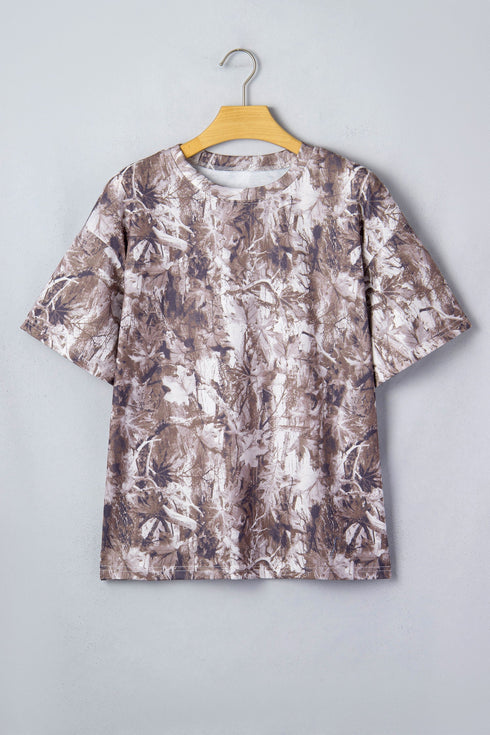 Camouflage Woodland Print Drop Shoulder Western Tunic Tee