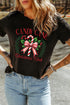 Candy Cane Bow Letter Graphic Christmas Tee