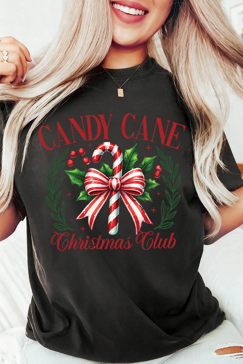 Candy Cane Bow Letter Graphic Christmas Tee