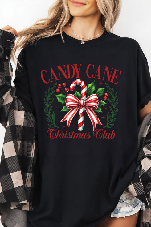 Candy Cane Bow Letter Graphic Christmas Tee