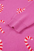 Candy Cane Jacquard Drop Shoulder Crew Neck Pullover Sweater