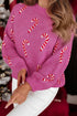 Candy Cane Jacquard Drop Shoulder Crew Neck Pullover Sweater