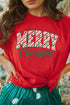 Candy Cane Merry Christmas Script Graphic Tee