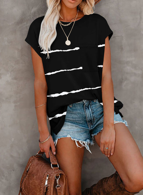 Cap Short Sleeve T-Shirt With Pocket