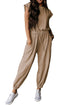 Cap Sleeve Open Back Drawstring Jogger Jumpsuit