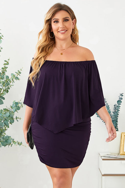 Cape Overlay Round Neck Layered Mini Dress