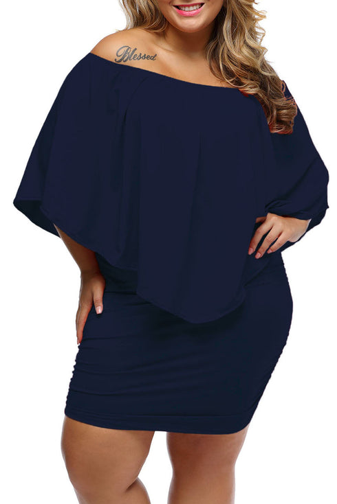Cape Overlay Round Neck Layered Mini Dress