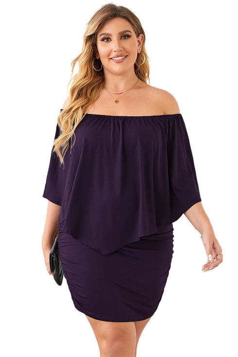 Cape Overlay Round Neck Layered Mini Dress