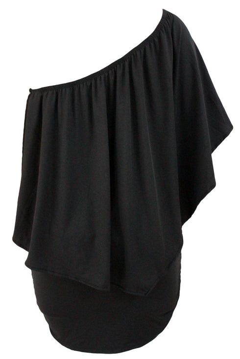 Cape Overlay Round Neck Layered Mini Dress