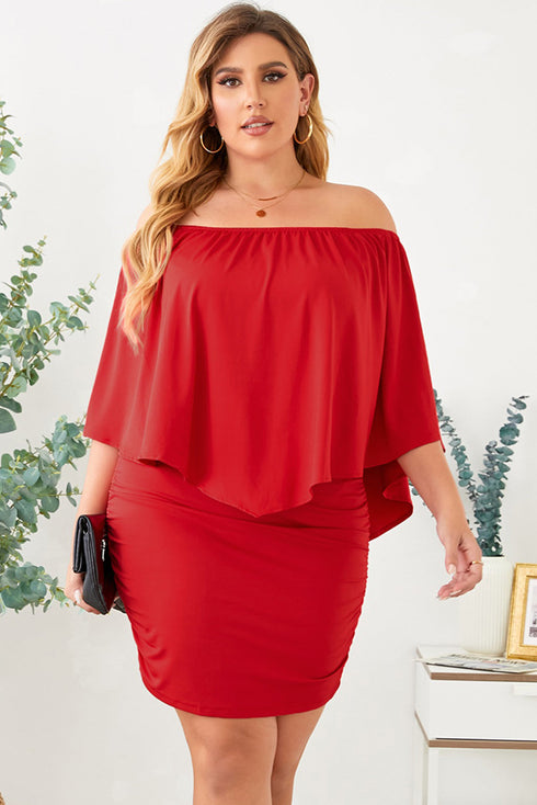 Cape Overlay Round Neck Layered Mini Dress