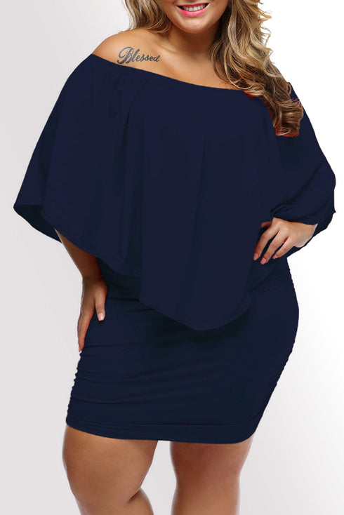 Cape Overlay Round Neck Layered Mini Dress