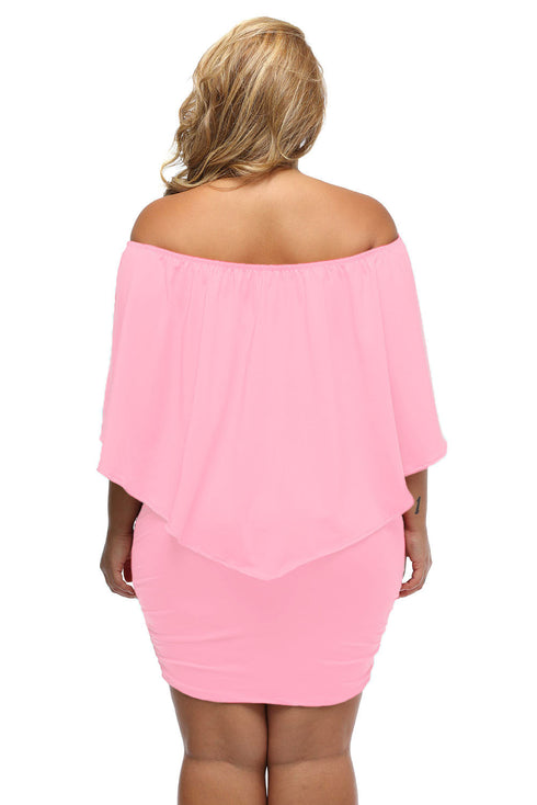 Cape Overlay Round Neck Layered Mini Dress