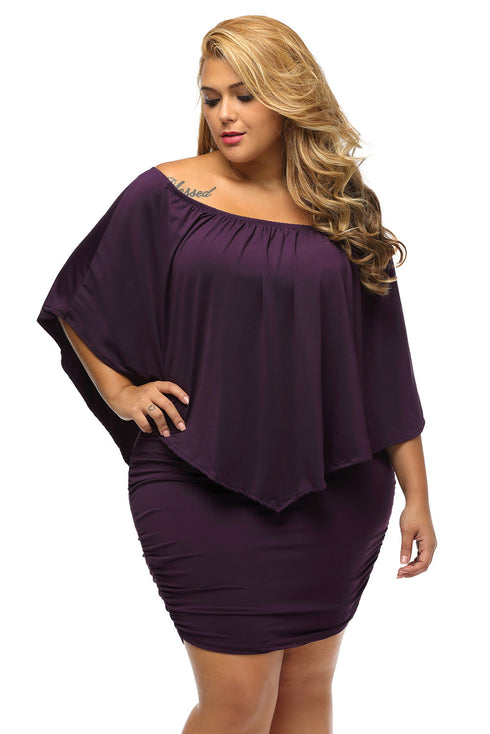 Cape Overlay Round Neck Layered Mini Dress