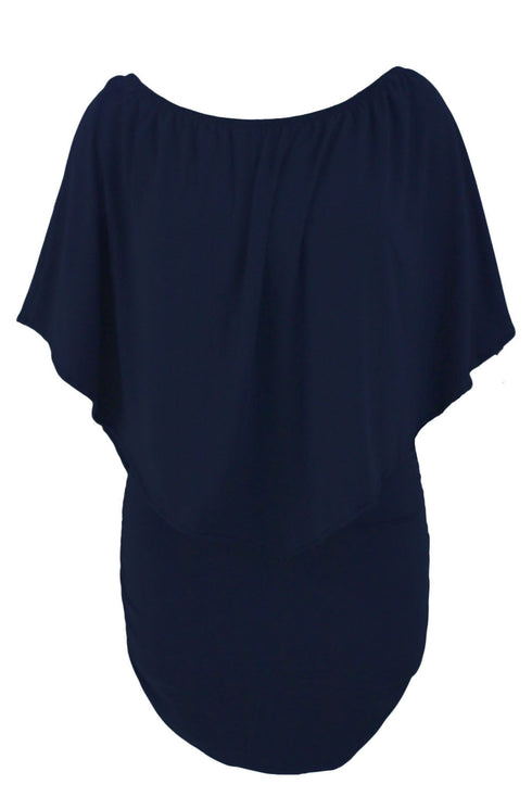 Cape Overlay Round Neck Layered Mini Dress