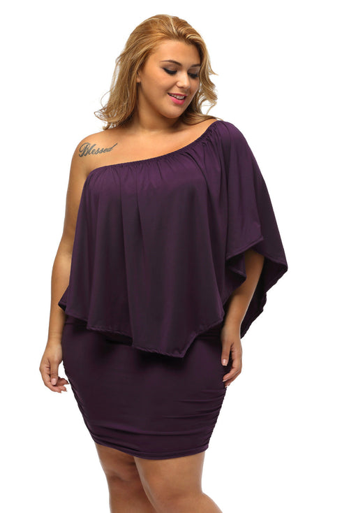 Cape Overlay Round Neck Layered Mini Dress