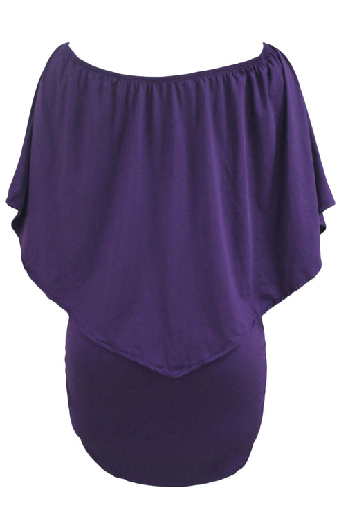 Cape Overlay Round Neck Layered Mini Dress