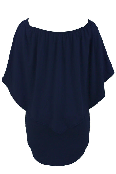 Cape Overlay Round Neck Layered Mini Dress