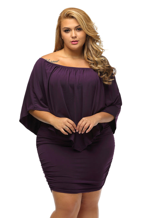 Cape Overlay Round Neck Layered Mini Dress
