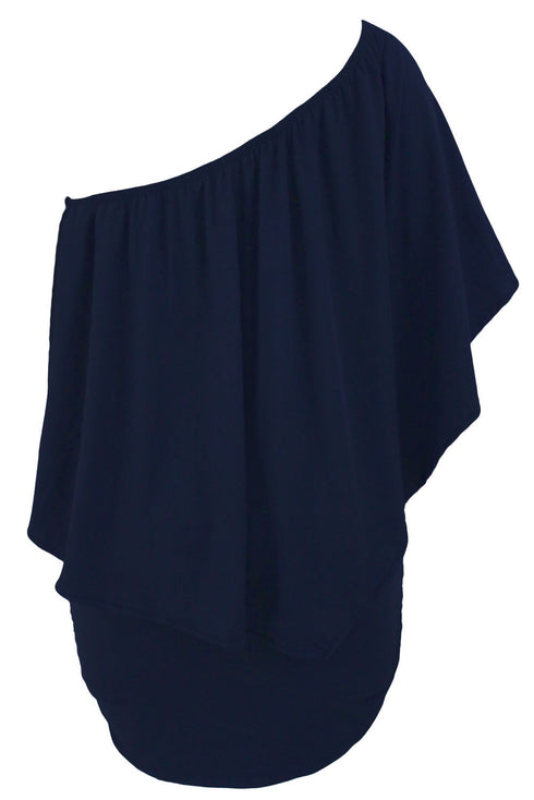 Cape Overlay Round Neck Layered Mini Dress