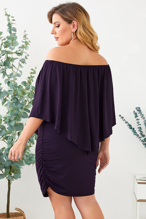 Cape Overlay Round Neck Layered Mini Dress