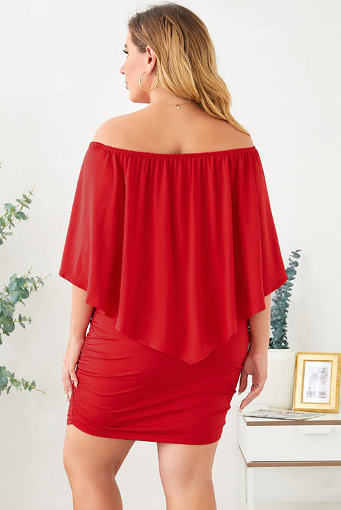 Cape Overlay Round Neck Layered Mini Dress