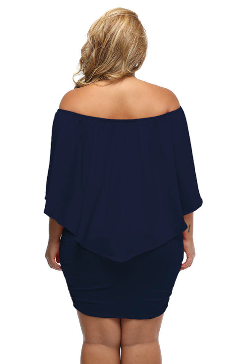 Cape Overlay Round Neck Layered Mini Dress