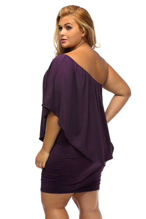 Cape Overlay Round Neck Layered Mini Dress