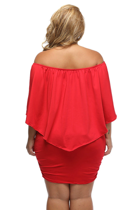 Cape Overlay Round Neck Layered Mini Dress