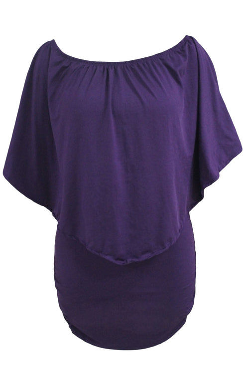 Cape Overlay Round Neck Layered Mini Dress
