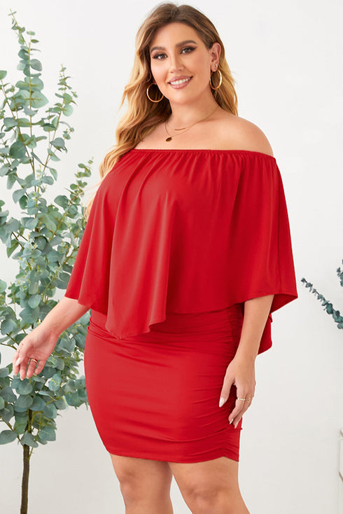 Cape Overlay Round Neck Layered Mini Dress