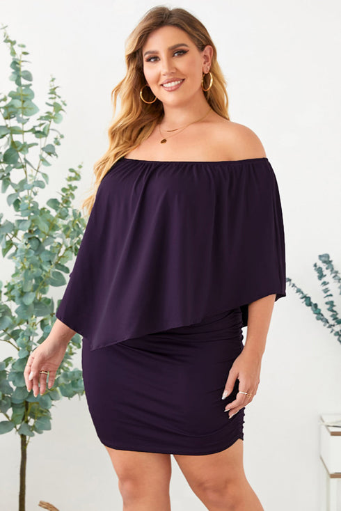 Cape Overlay Round Neck Layered Mini Dress