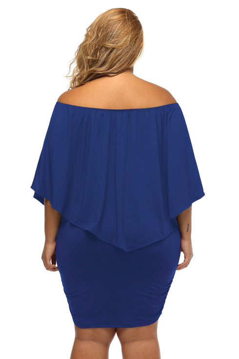Cape Overlay Round Neck Layered Mini Dress
