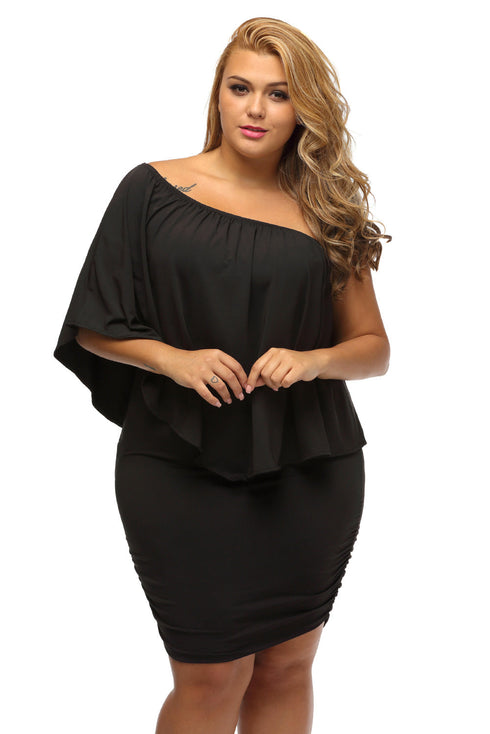 Cape Overlay Round Neck Layered Mini Dress