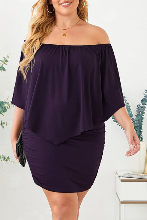 Cape Overlay Round Neck Layered Mini Dress