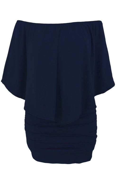 Cape Overlay Round Neck Layered Mini Dress