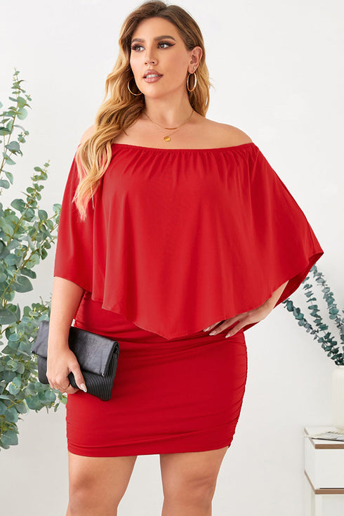 Cape Overlay Round Neck Layered Mini Dress