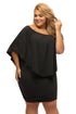 Cape Overlay Round Neck Layered Mini Dress
