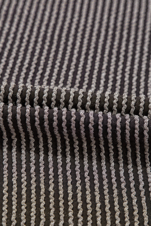 Carbon Grey Corded V Neck Plus Size T Shirt Dress with Pockets