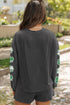 Carbon Grey Sequin Clover Graphic Corded Long Sleeve Top and Shorts Set