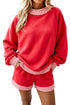 Carrot Gingham Trim Mock Neck Baggy Pullover Shorts Set