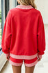 Carrot Gingham Trim Mock Neck Baggy Pullover Shorts Set