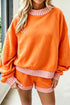 Carrot Gingham Trim Mock Neck Baggy Pullover Shorts Set