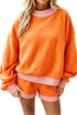 Carrot Gingham Trim Mock Neck Baggy Pullover Shorts Set