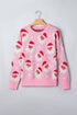 Cartoon Pattern Round Neck Dropped Shoulder Sweater