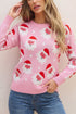 Cartoon Pattern Round Neck Dropped Shoulder Sweater