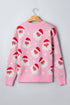 Cartoon Pattern Round Neck Dropped Shoulder Sweater