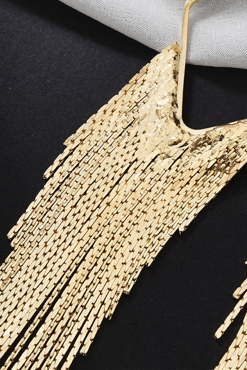 Cascading Metallic Chain Fringe Dangle Earrings